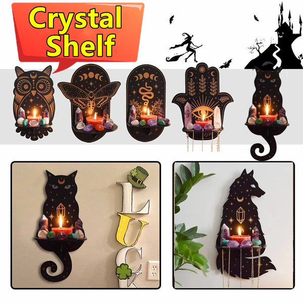 New Crystal Decorative Shelf Wooden Carving Pattern Handicraft Crystal Rack Home Candle Holder Decor Crystal Display Stand Craft